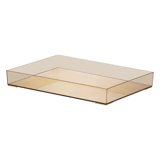 Bandeja Acrilico Organizadora Âmbar Luxxor 34,5x25x4,7cm Decoração Penteadeira Banheiro Cantinho do Café Cozinha