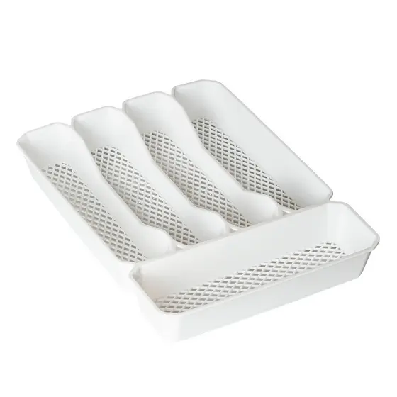 Porta Talheres Organizador de Gavetas com 5 Divisórias Branco Linea 34x25x5cm