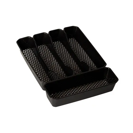 Porta Talheres Organizador de Gavetas com 5 Divisórias Preto Linea 34x25x5cm
