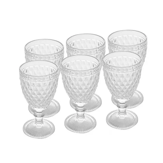 Jogo 6 Taças de Vidro Bico de Abacaxi 325ml | Lyor | Conjunto CJ Kit Transparente Cristal Copo Vinho Suco Água Luxo Resistente
