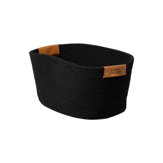 Cesto Organizador Multiuso de Algodão Preto c/ Alça 45x30x22cm
