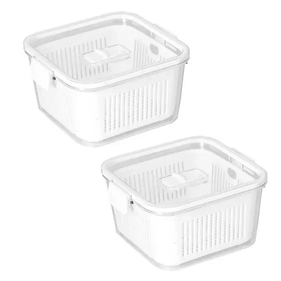 Kit 2 Potes Herméticos Organizadores de Geladeira 1360ml PS Cristal Slim Paramount