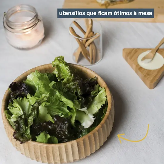 Bowl Canelado De Bambu Oikos 22cm Tigela Servir Mesa Posta Multiuso Saladeira