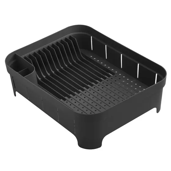 Escorredor De Louças Trium - Preto | OU Martiplast | Plástico Grande 12 Pratos com Porta Talheres Copos Cozinha Organizador