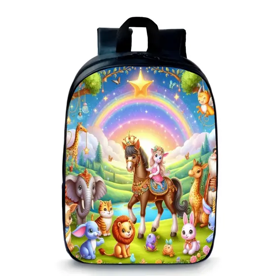 Mochila Pequena Pré-escolar colorida animais fofos arco-íris princesa envio rápido novidade