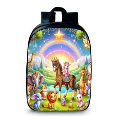 Mochila Pequena Pré-escolar colorida animais fofos arco-íris princesa envio rápido novidade