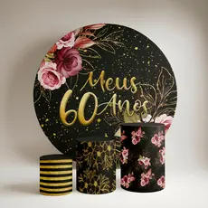Kit Painel Redondo 1,5 m + Trio de Capas De Cilindro meus 60 anos lançamento