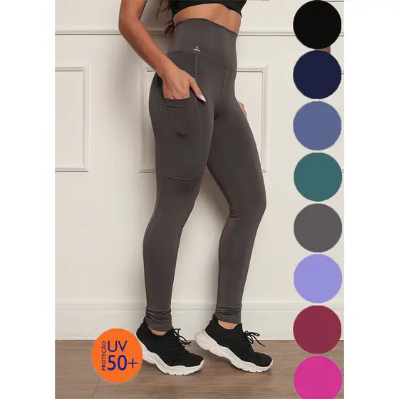 CALÇA LEGGING POLIAMIDA BOLSO CÓS ALTO ZERO TRANSPARENCIA REF:025