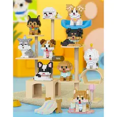 Boneca De Desenho Animado Gato Cachorro Animal De Estimação Blocos De Construção Menino E Menina Quebra-Cabeça Brinquedo