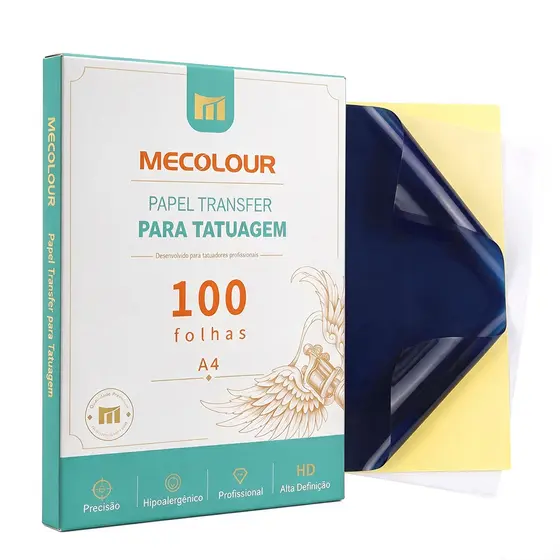 100 Papel Stencil Termal Termotransfer Mecolour Tatto Tatuagem A4