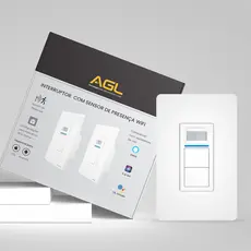 Interruptor inteligente com sensor de presença comando de voz e wifi 2 teclas AGL