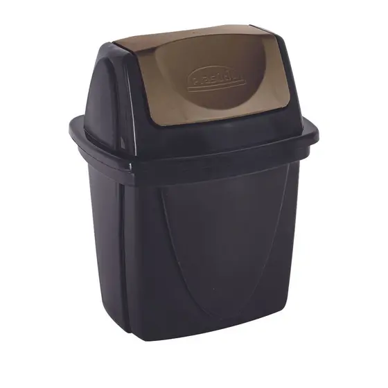 Lixeira de Plástico com Tampa Dourada Plasútil Ecoblack Preta 4,9L