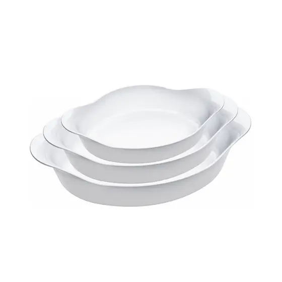 Conjunto de Assadeiras Nadir Opaline em Vidro 3 Peças