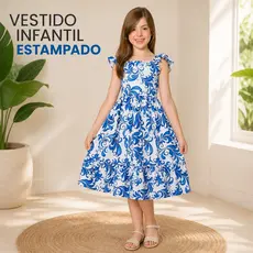 Vestido Midi Infantil Juvenil Feminino Moda Praia Casual Tecido Duna Com Brilho