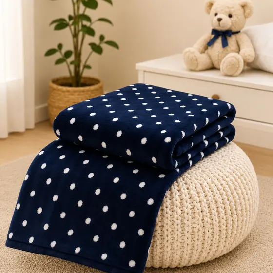 Manta Cobertor Bebe Infantil Flannel Poá Antialérgico Menor Preço Mantinha 1,30cmx90cm