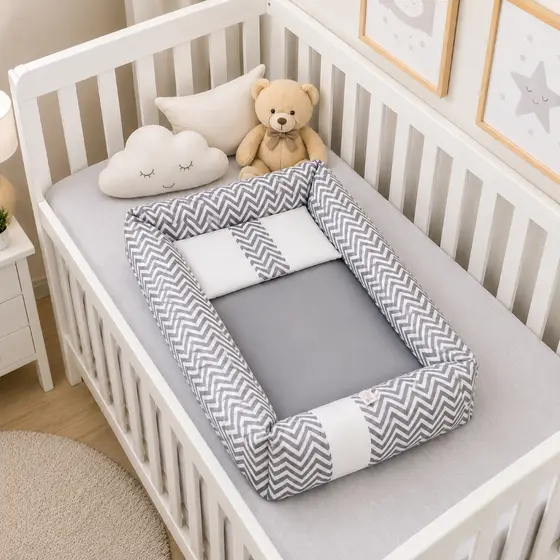 Ninho Redutor de Berço Quadrado Com Almofada Decorativa  2 Peças Menina Menino