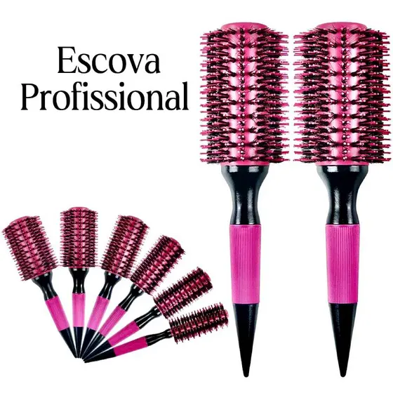 Escova De Cabelo Térmica Cerdas De Javali Mista Madeira
