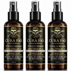 Kit 3 Tonico Capilar Cura Fio Ultra Minoxi Crescer Barba E Cabelo Original