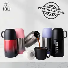 Garrafa Café Personalizada Mini Térmica Kids 230ml Hidratação Quente/Gelado Chá Hermetica