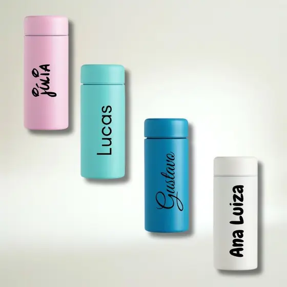 Garrafa Personalizada Térmica Mini 200ml Resistente Durável Colorida Versátil