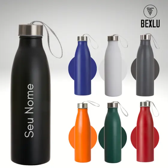 Garrafa Personalizada Nome Água Inox Resistente 750ml Com Alça Premium Original