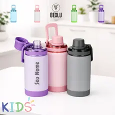 Garrafa Térmica Hidrat Kids Personalizada Nome 400ml Vacum Alça Base Protetora