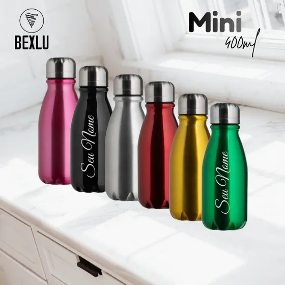 Garrafa Personalizada Alumínio 400ml Kids Baby Metalizada Premium