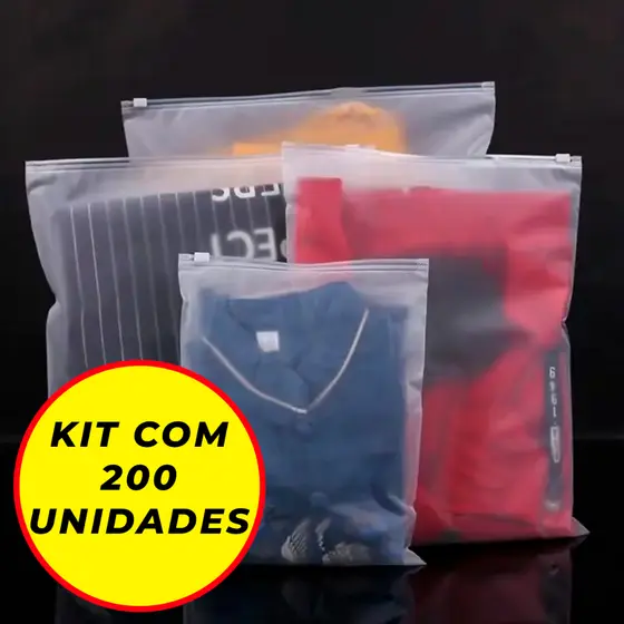 200 unidades Saco Para Roupas Embalagem Organizador Sacos E.V.A com Trilho Escolha Medidas