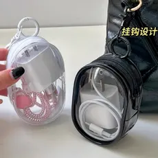 Mini Bolsa Portátil Com Ziper Transparente Estojo para Fone de ouvido Carregador