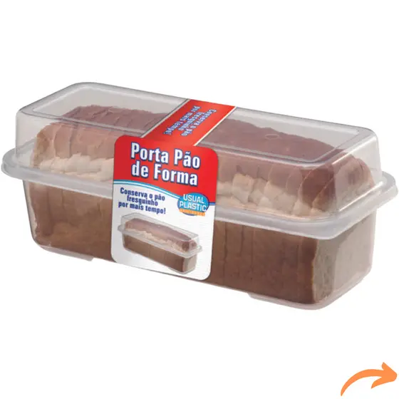 Porta Pão de Forma Transparente Retangular com Tampa 33x15x15 Livre de BPA Recipiente de Pães