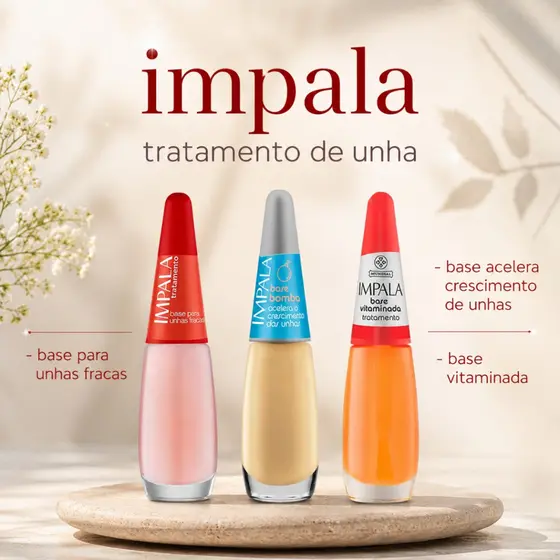 Kit Tratamento de Unha Esmaltes Impala Crescimento Casco de Cavalo Vitaminada Unhas Fracas