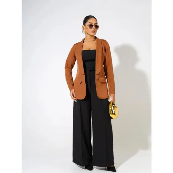 Blazer Social Feminino Alfaiataria Terninho  Casaco Sobretudo Elegante em Cores Vibrantes Nova Coleção