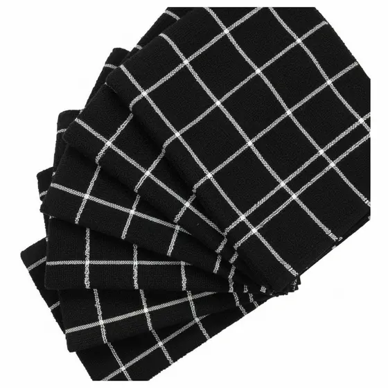 5 Panos de Prato Preto 45x60cm – Liso, Listrado e Elegante - 100% Algodão
