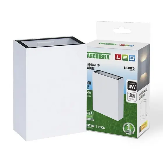 Arandela Led 4W Quadre Slim Ip65 Bivolt 6500k Luz Fria