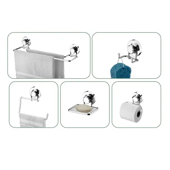 CONJUNTO DE 5 PEÇAS SCHMITT PARA BANHEIRO COM VENTOSA CROMADO