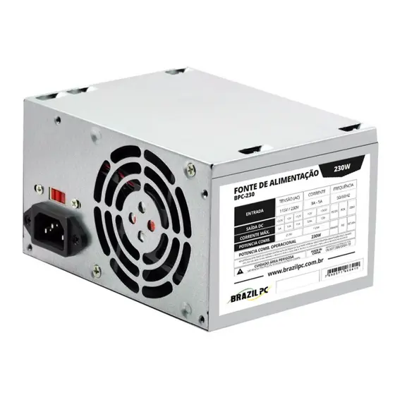 Fonte De Alimentação Brazilpc, 230w, Real, Atx, 24 Pinos, Bpc-230v1.2