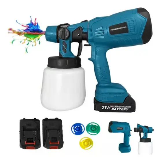 Pistola de Pintura Pulverizadora Spray 2 Baterias 21V + 3 Bicos - Potência e Precisão em Suas Mãos