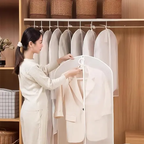 Organizador Roupas Kit 5 Peças – Translúcido, Protetor Contra Poeira: Para Terno, Casaco e Saco