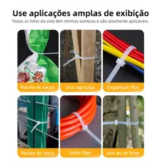 10cm/15cm/20cm/25cm/30cm Kit 100/200/300 Abraçadeira de Nylon Enforca Gato Braçadeira Cintas Plásticas  Branca