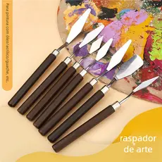 7 pcs Ferramentas de Arte para Pintura a Óleo - Conjunto Faca Espátula Aço Inoxidável Resistente