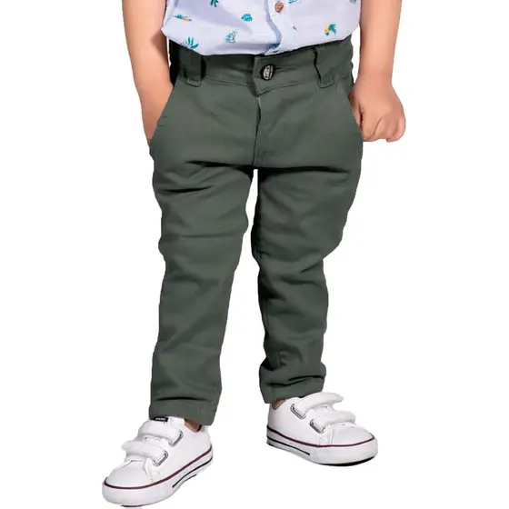 Calça Social Sarja Bege Infantil Menino Tam 1 Ao 16