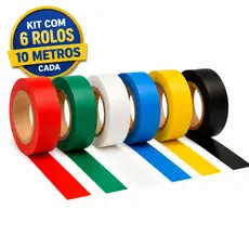 kit 6 fita isolante coloridas 10 metros