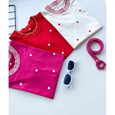 Blusa Camiseta Babylook T-shirt Gola Lurex Algodão Poa Coração
