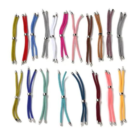 5 Pçs Ajustável Náilon Torcido Cabo 22.8cm Trançado Corda De Pulseira Com Extremidade Do Para DIY Slider Fazendo