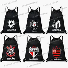 Mochila Bolsa Saco Esportivo Com Cordão em  Nylon unissex Futebol Esporte E Academia Treino impermeável