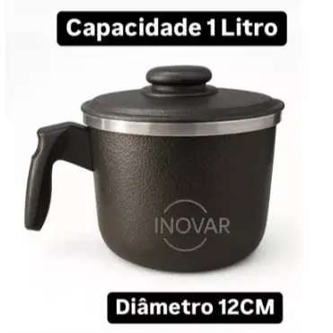 Caneco de Café Leiteira Fervedor Com Tampa N12 Em Alumínio Caneca Preta