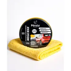 Cera Automotiva Mega Wax Pérola 100g + Toalha Microfibra