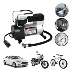 Compressor Veicular De Ar Portátil 12V Com Manômetro Encher Pneu Bike Carro Ônibus-3XZ STORE