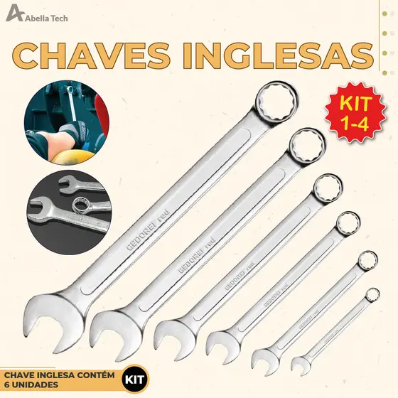 24 Peças Chave Combinada Profissional Aço Especial Cromada 6mm até 13mm cor prata