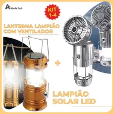 Lanterna Lampião com LED c/ Placa Solar embutida Recarregável usb e tomada Bivolt 2 Modelos